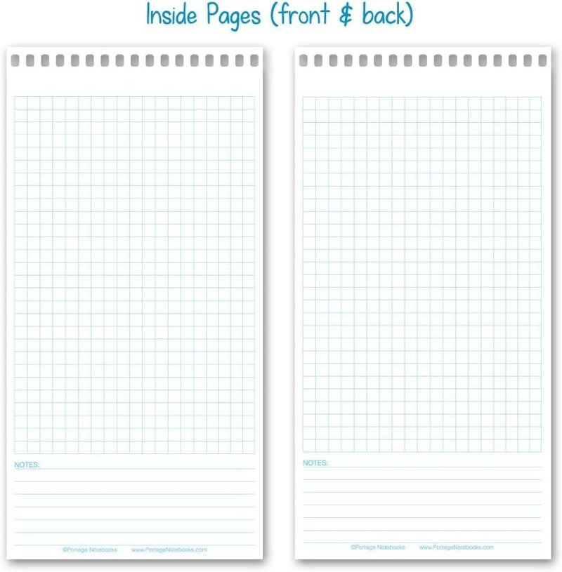 Portage Graph Paper Notebook â€“ Top Bound Spiral Grid Notepad, Small Graph Notebook Writing Pad, Grid Paper, Reversible 4 Square / 5 Square with Notes Template, Extra Thick Cover For Extra Stability â€“ - Image 4